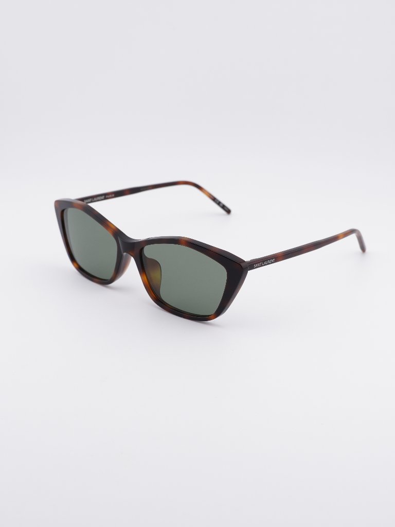 Saint Laurent Sl 775/F 003 Sunglasses Havana Cat Eye Frame, Green Lenses